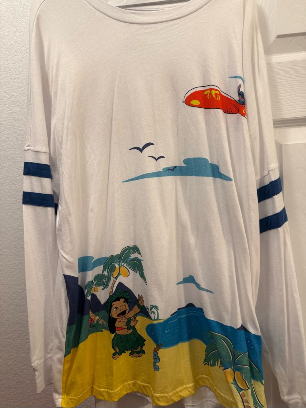 White Lilo & Stitch Graphic Long-Sleeve Shirt (Spirit Jersey)